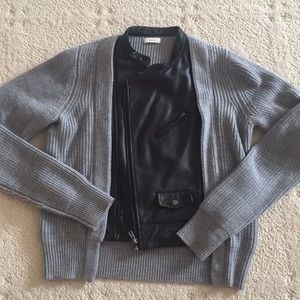 Alc leather and sweater combination jacket
